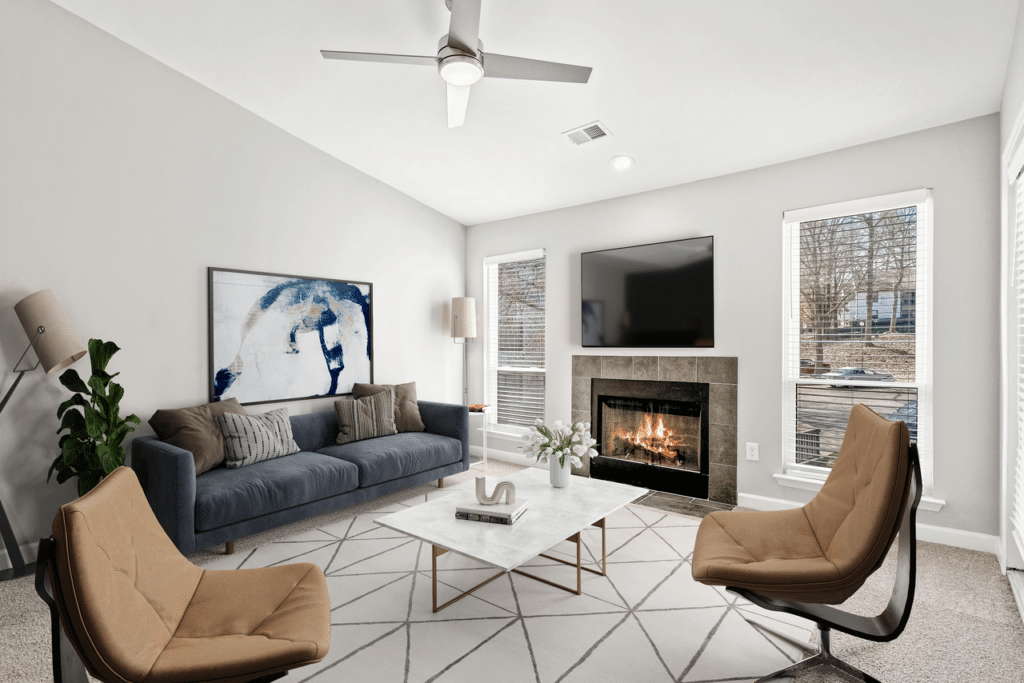 Experience Top Affordable Apartments With A Gym In Matthew, NC 1 Living Room | Paces Pointe